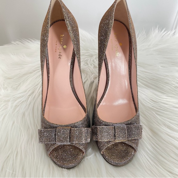 Kate Spade New York Shimmering Felisha Bronze Lurex Heels - Picture 3 of 11